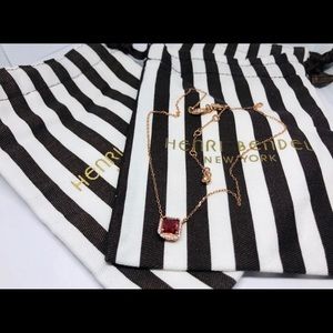 Henri Bendel Red Cubic Zirconia Necklace in Rose Gold color. BNWOT